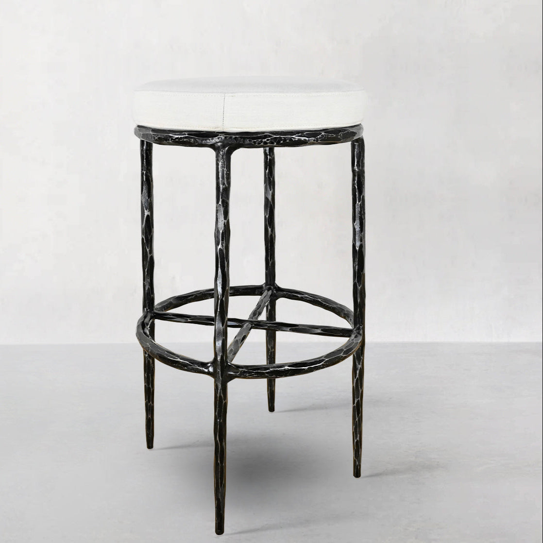 Thaddeus Backless Fabric Swivel Stool