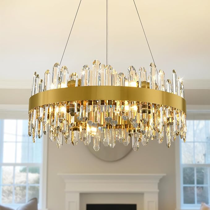 MDEGLYO Modern Crystal Round Chandelier