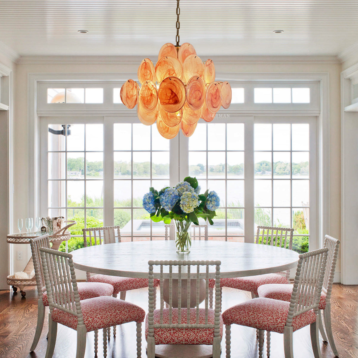 Murano Disc Chandelier 19.7″  Pink Disks