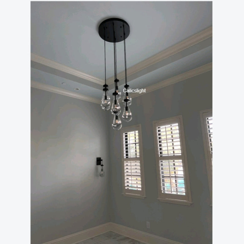 Raindrop Glass Round Chandelier 18"