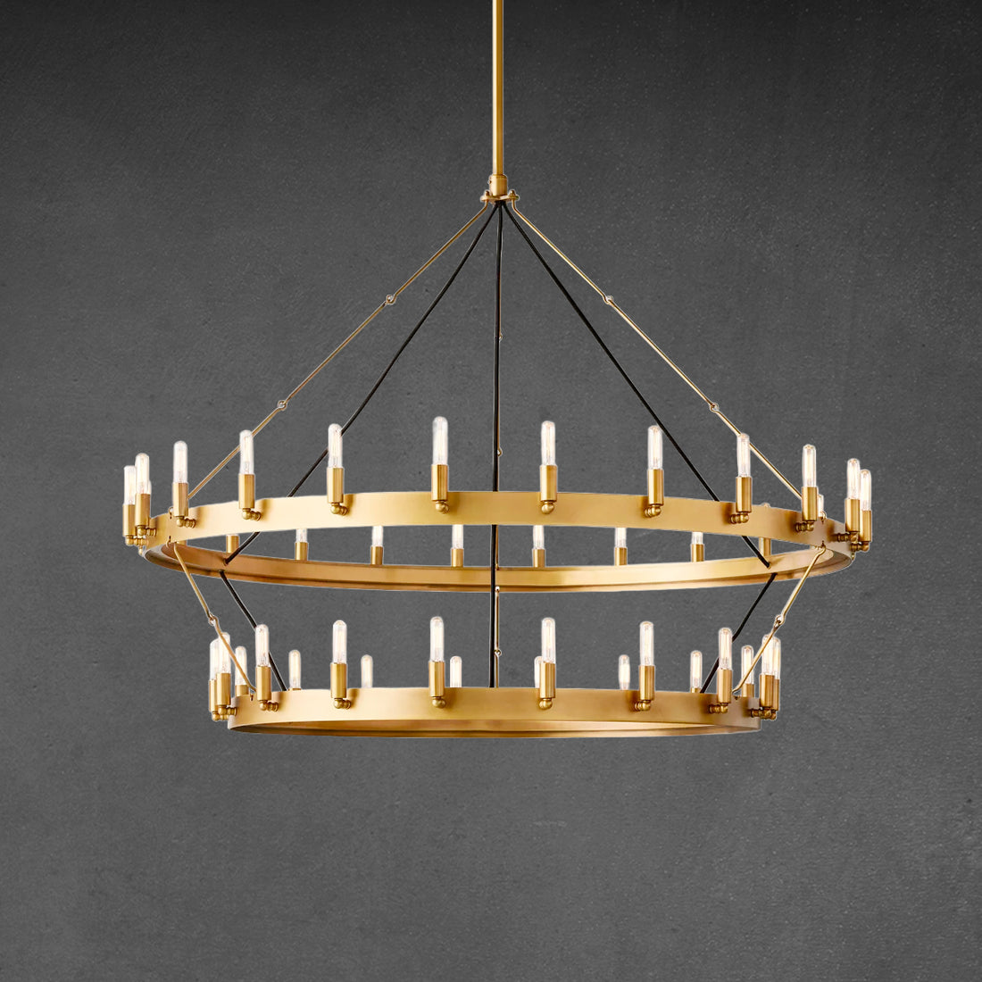 Caminy Vintage Filament Two-Tier Chandelier 50"