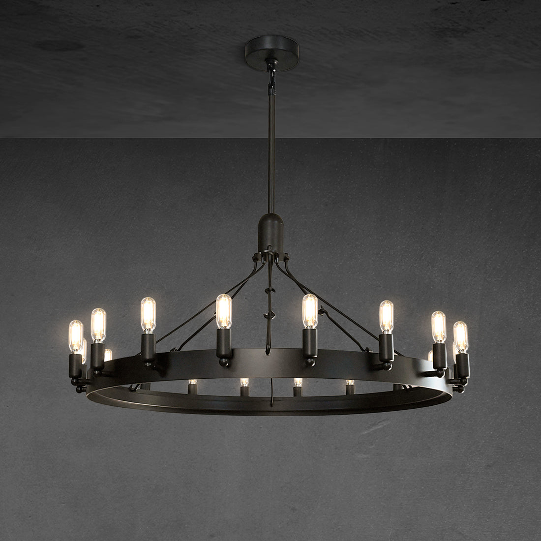 Caminy Vintage Filament Round Chandelier 38"