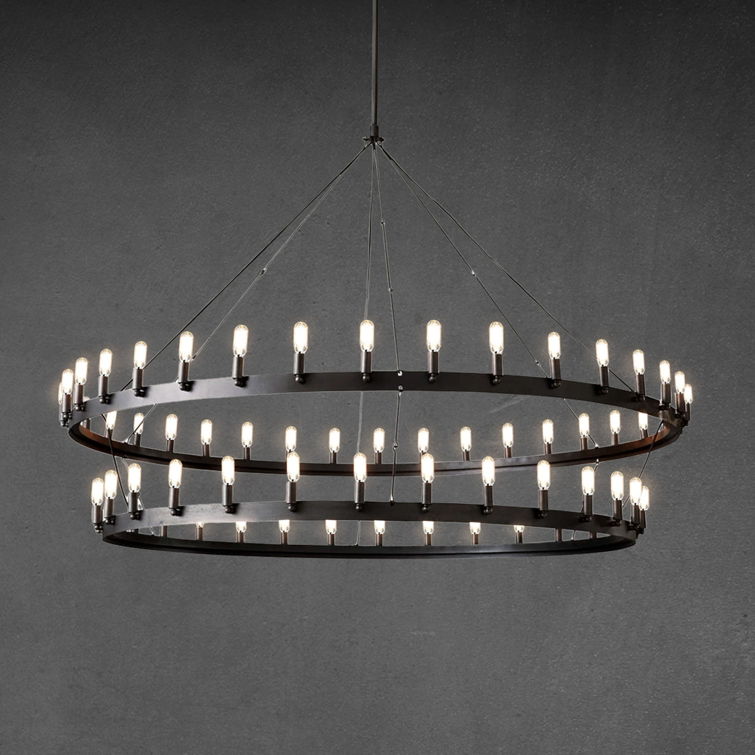 Caminy Vintage Filament Two-Tier Chandelier 71"