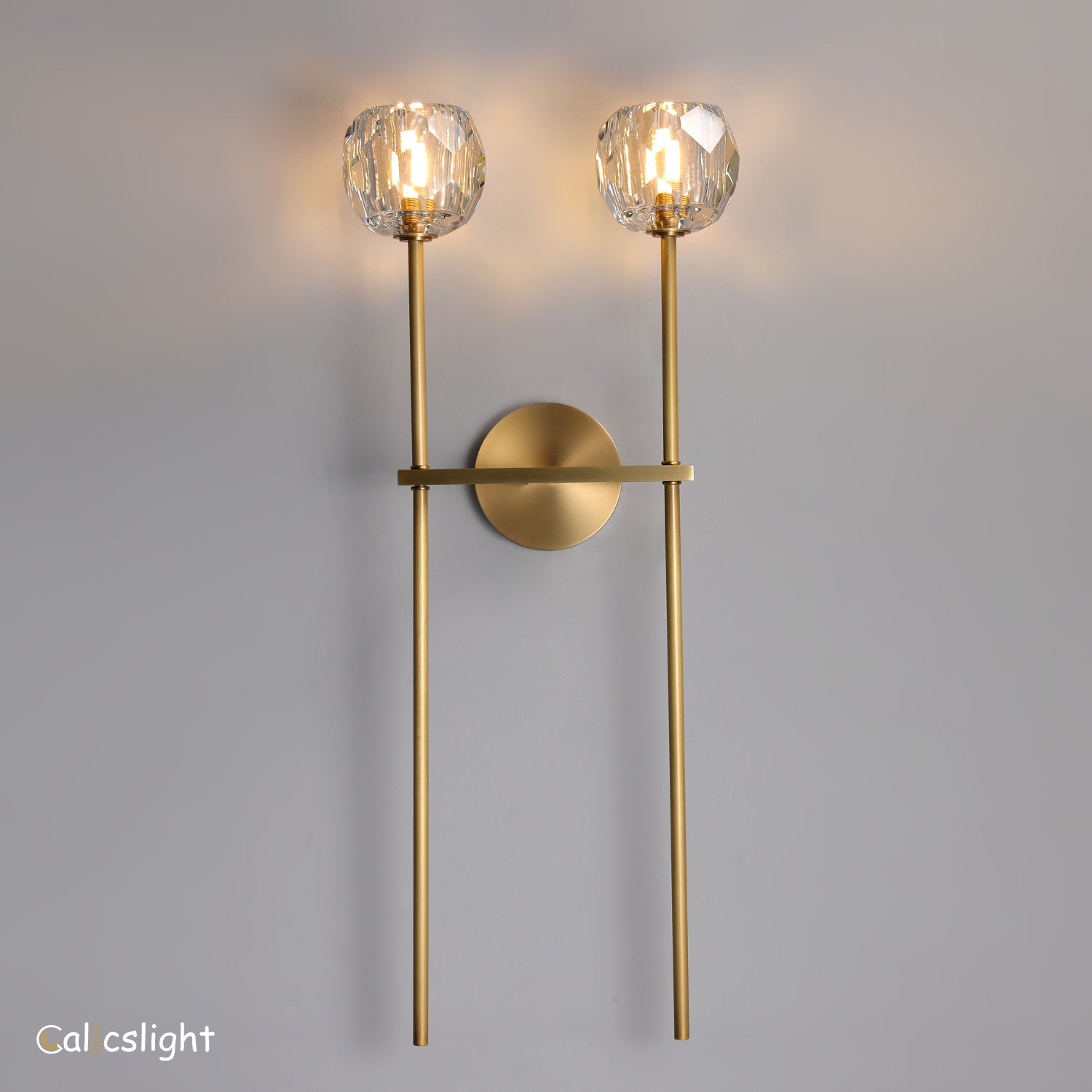 Bille De Clear Crystal Double Ball Wall Sconce 28"H
