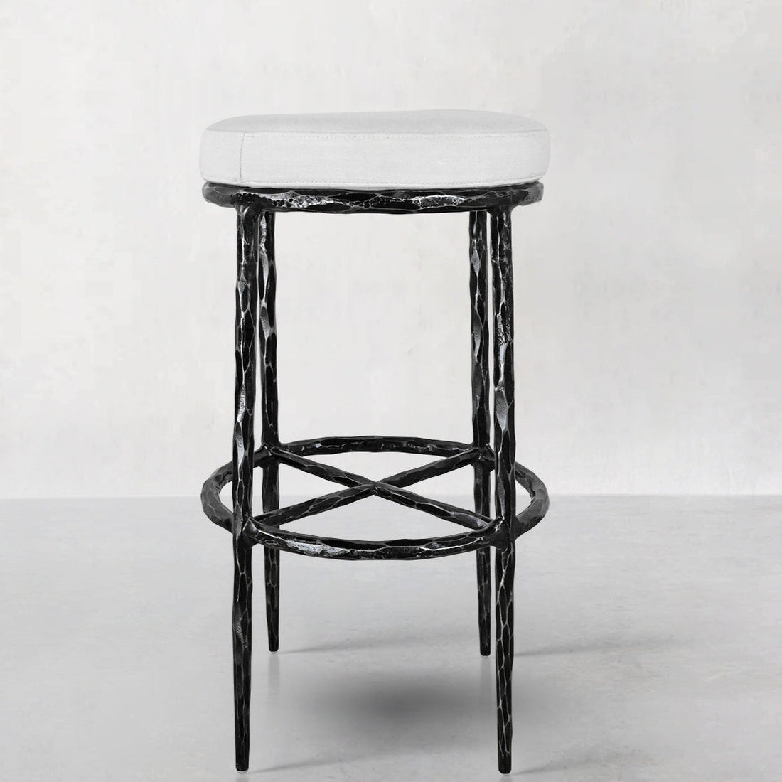 Thaddeus Backless Fabric Swivel Stool