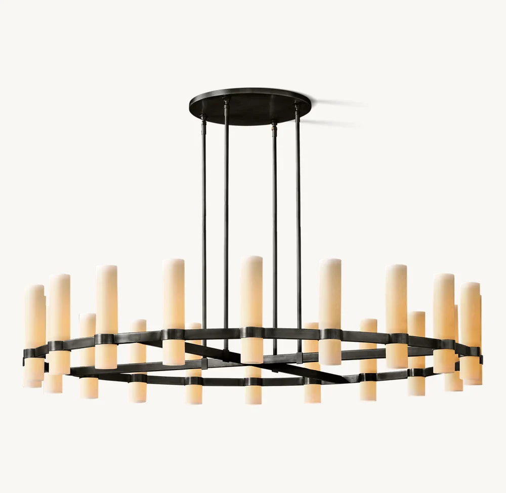 Ravelle Milk Glass Round Chandelier 60"