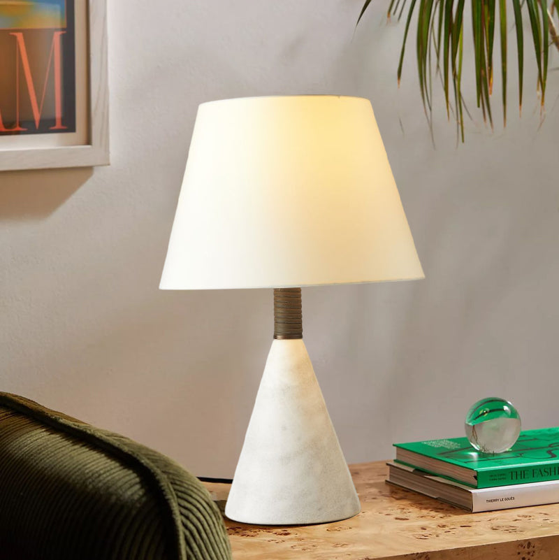 Ciccio Medium Table Lamp in Alabaster White Linen Fabric Shade W12" H18.5"