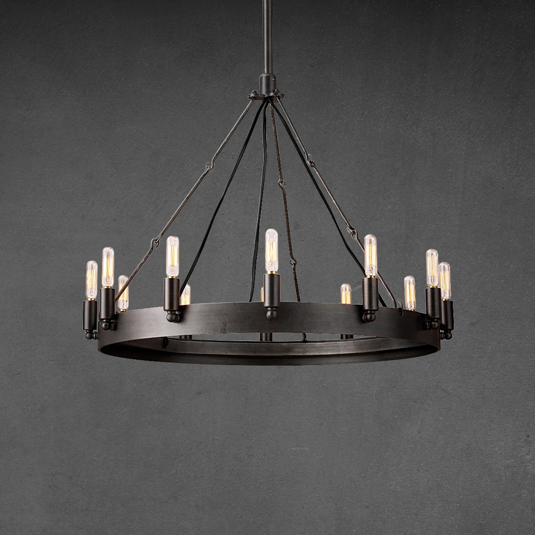Caminy Vintage Filament Round Chandelier 26"