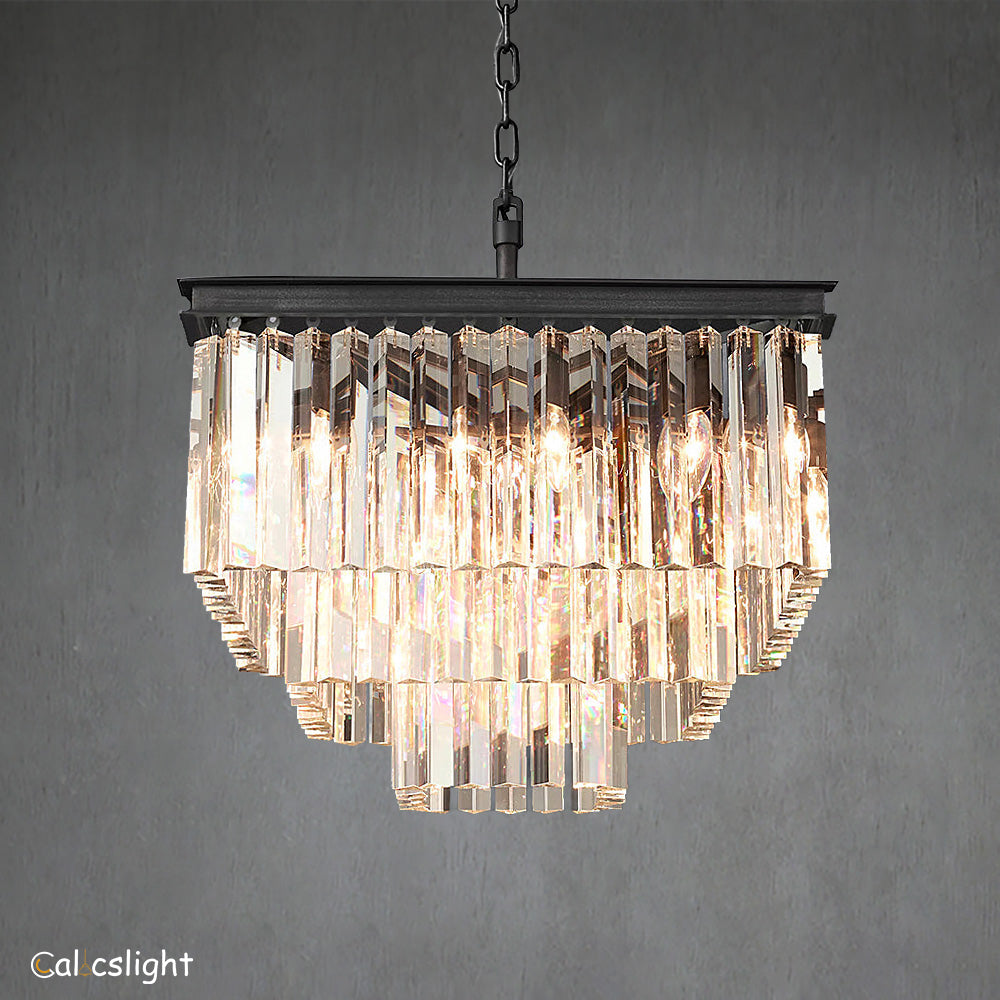Reis Crystal Multi-Layer Square Chandelier 22" 34" 47"