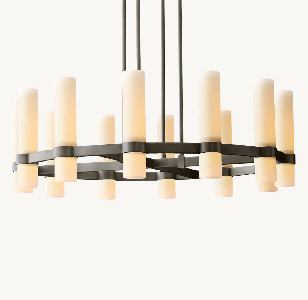 Ravelle Milk Glass Round Chandelier 36"
