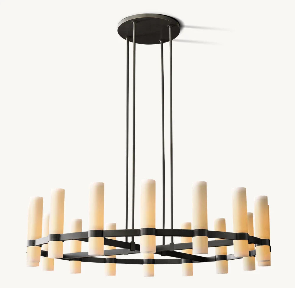 Ravelle Milk Glass Round Chandelier 48"