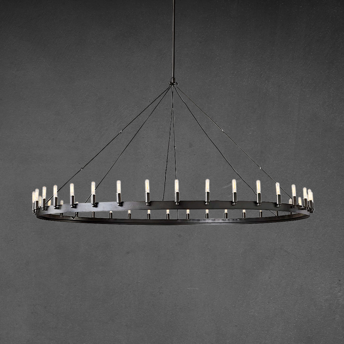 Caminy Vintage Filament Round Chandelier 73"