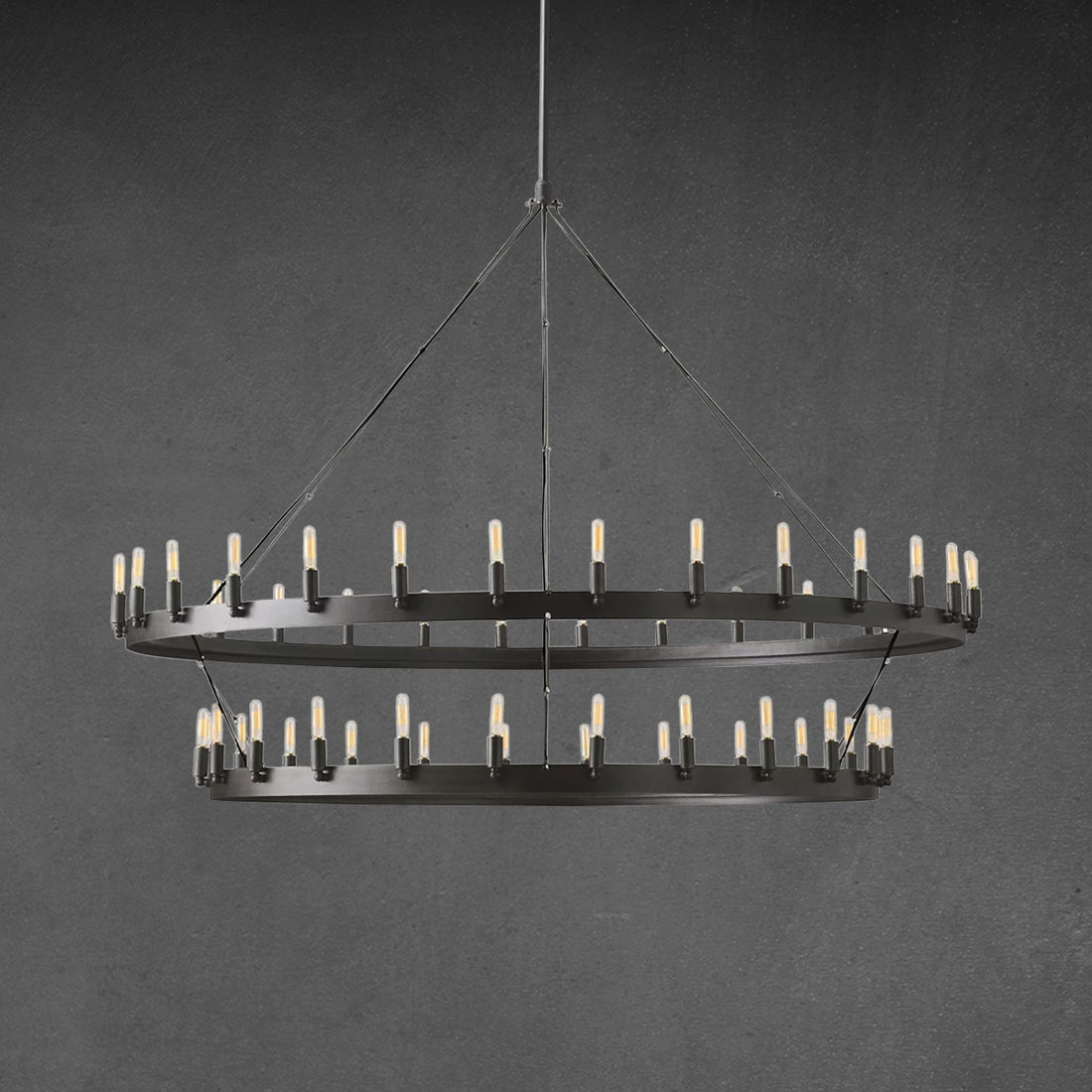 Caminy Vintage Filament Two-Tier Chandelier 63"