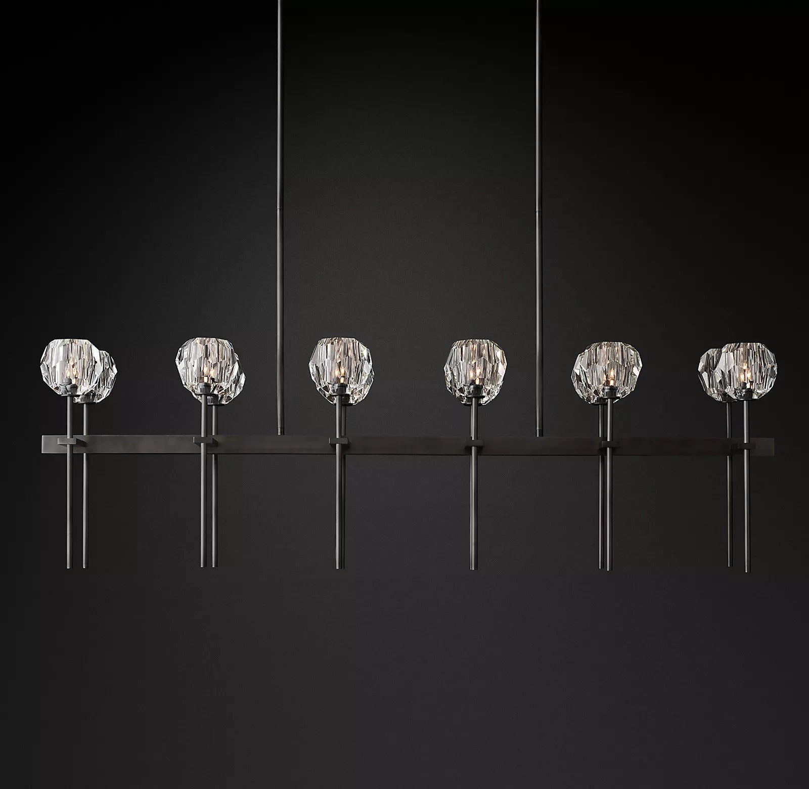 Boule De Cristal Clear Glass Double Linear Chandelier 60"