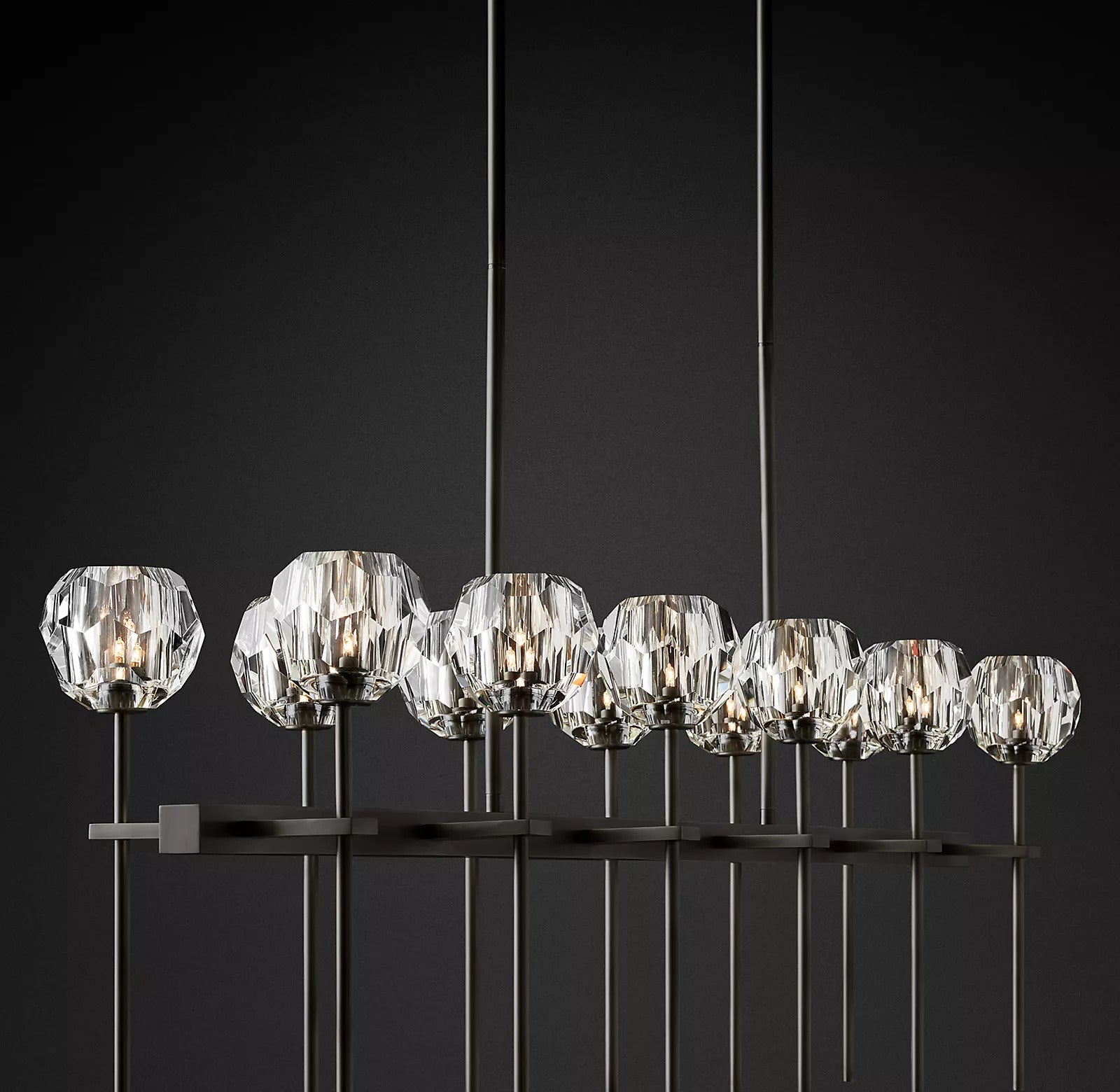 Boule De Cristal Clear Glass Double Linear Chandelier 60"