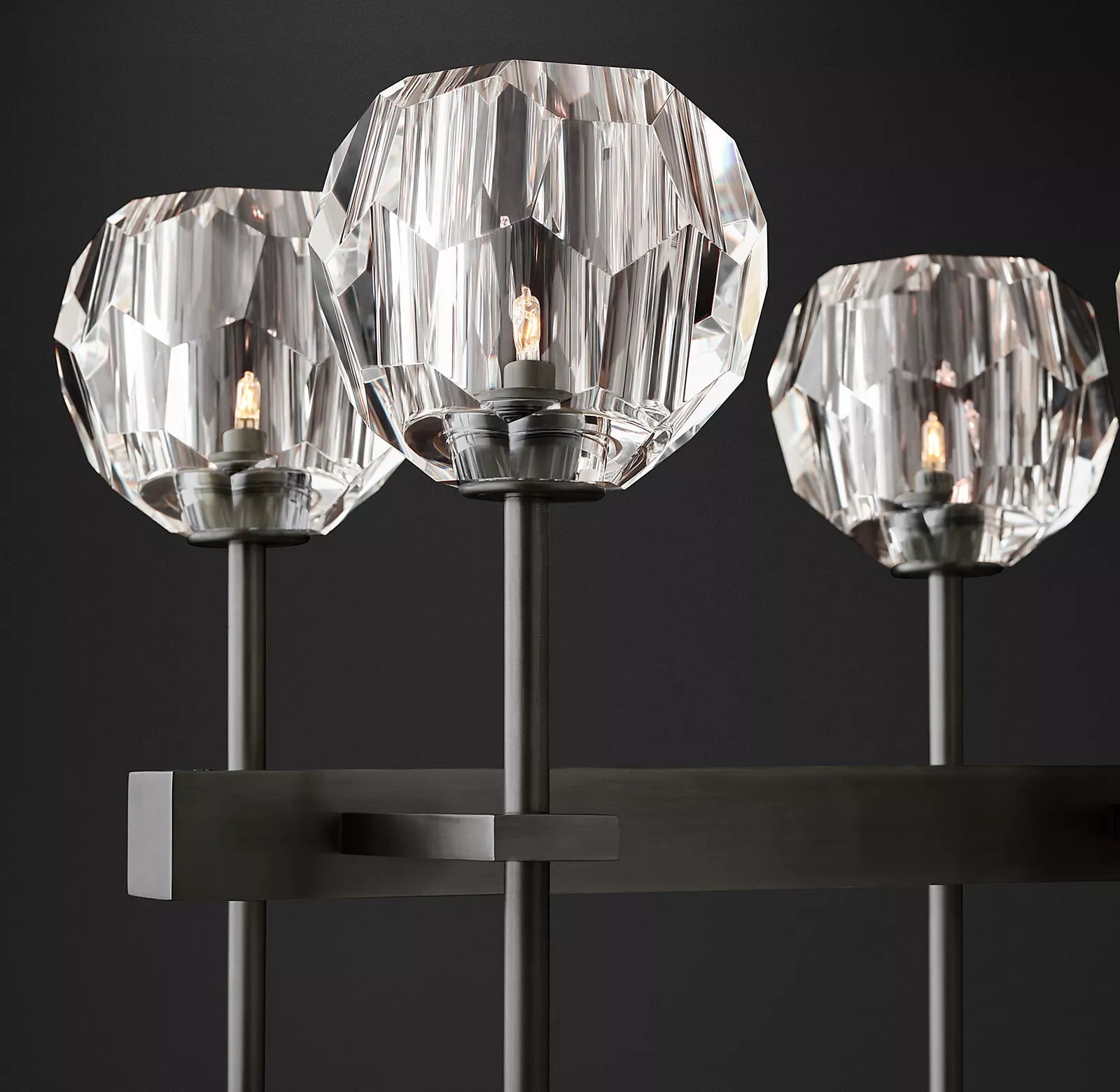 Boule De Cristal Clear Glass Double Linear Chandelier 60"