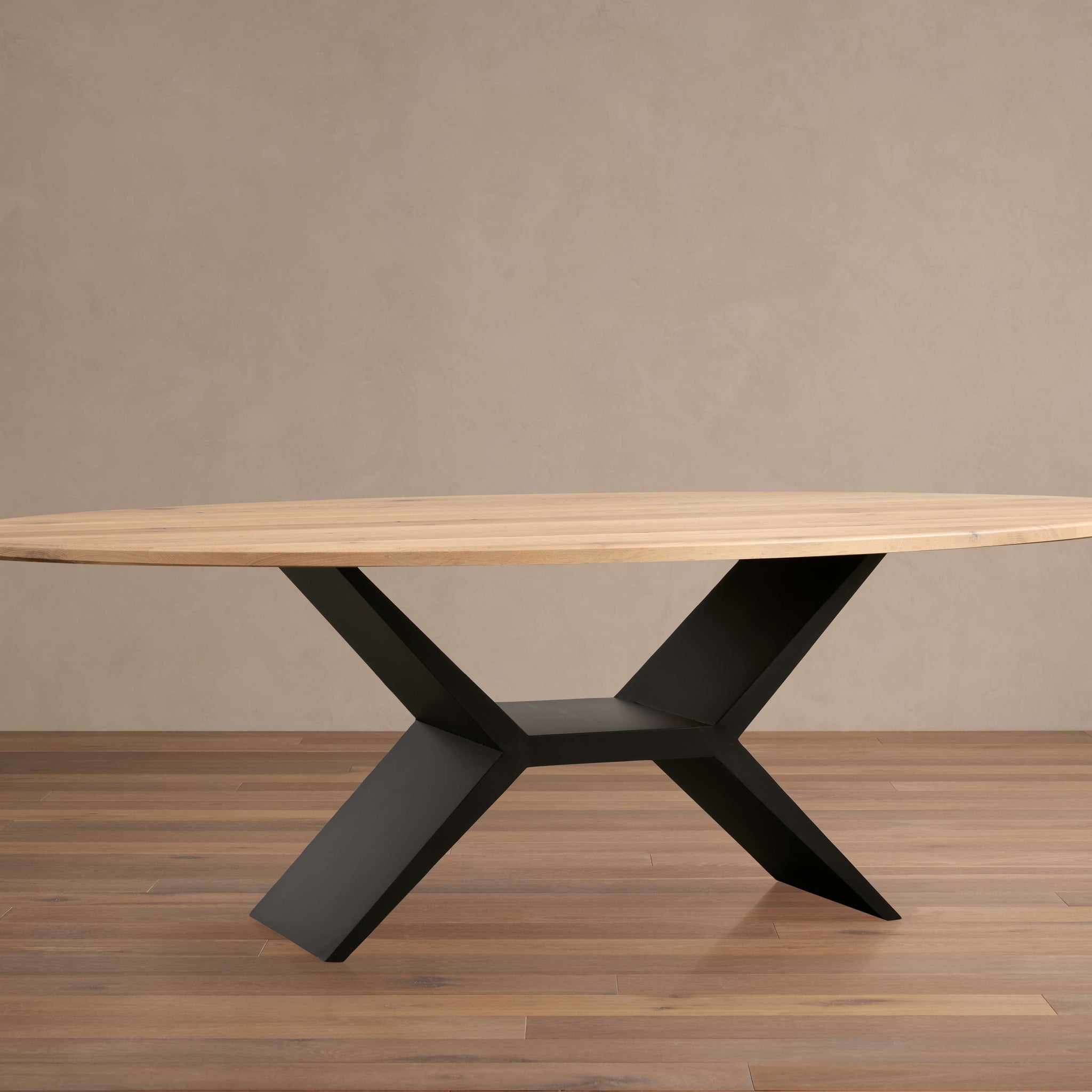 Jacob Oval Dining Table with Vertex Base in Flax Oak