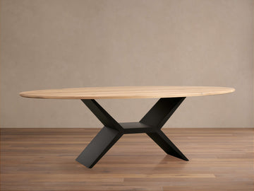 Jacob Oval Dining Table with Vertex Base in Flax Oak