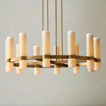 Ravelle Milk Glass Round Chandelier 36"