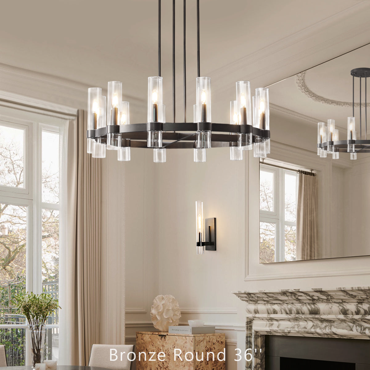 Ravelle Glass Round Chandelier 36"