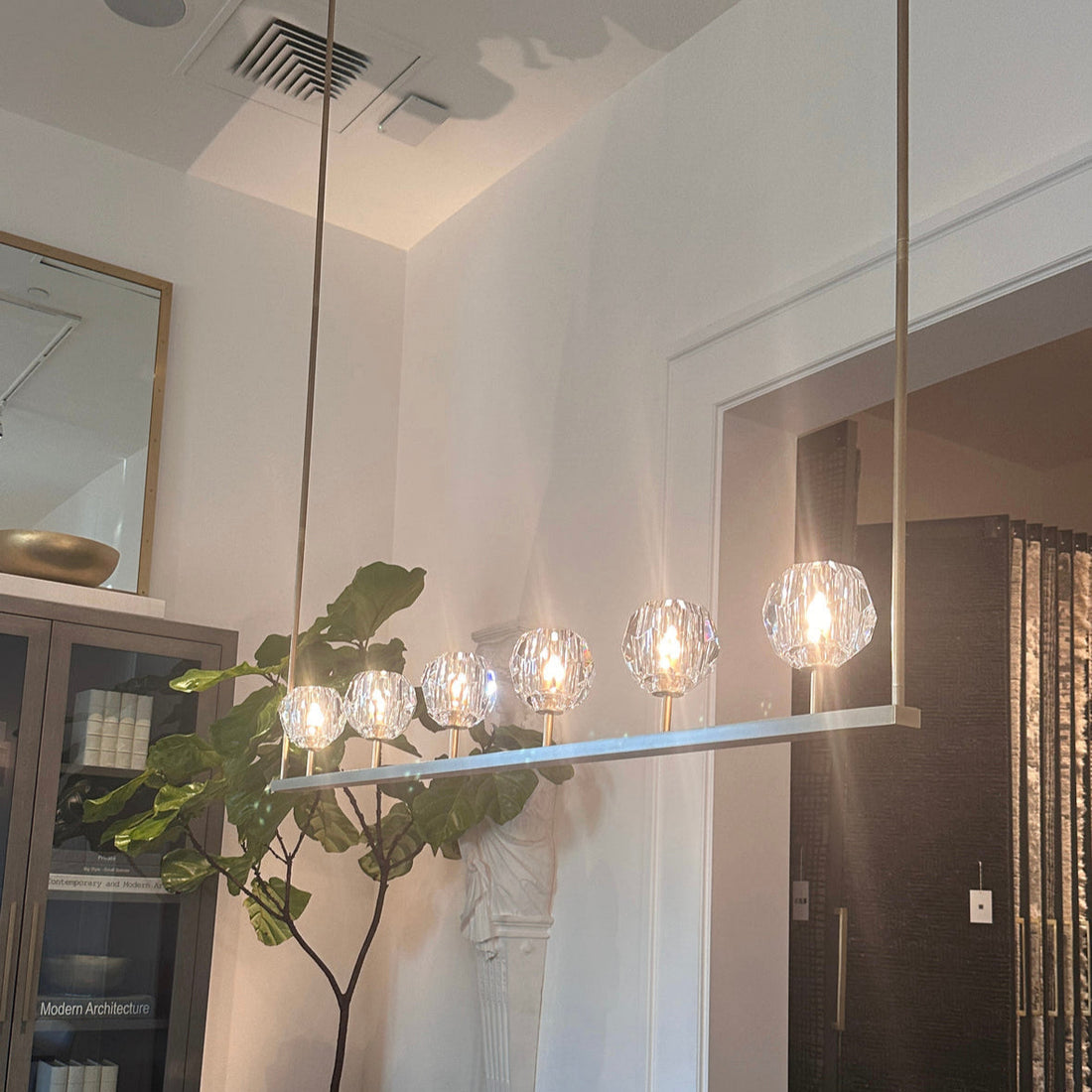 Bille De Crystal Ball Linear Chandelier 48"