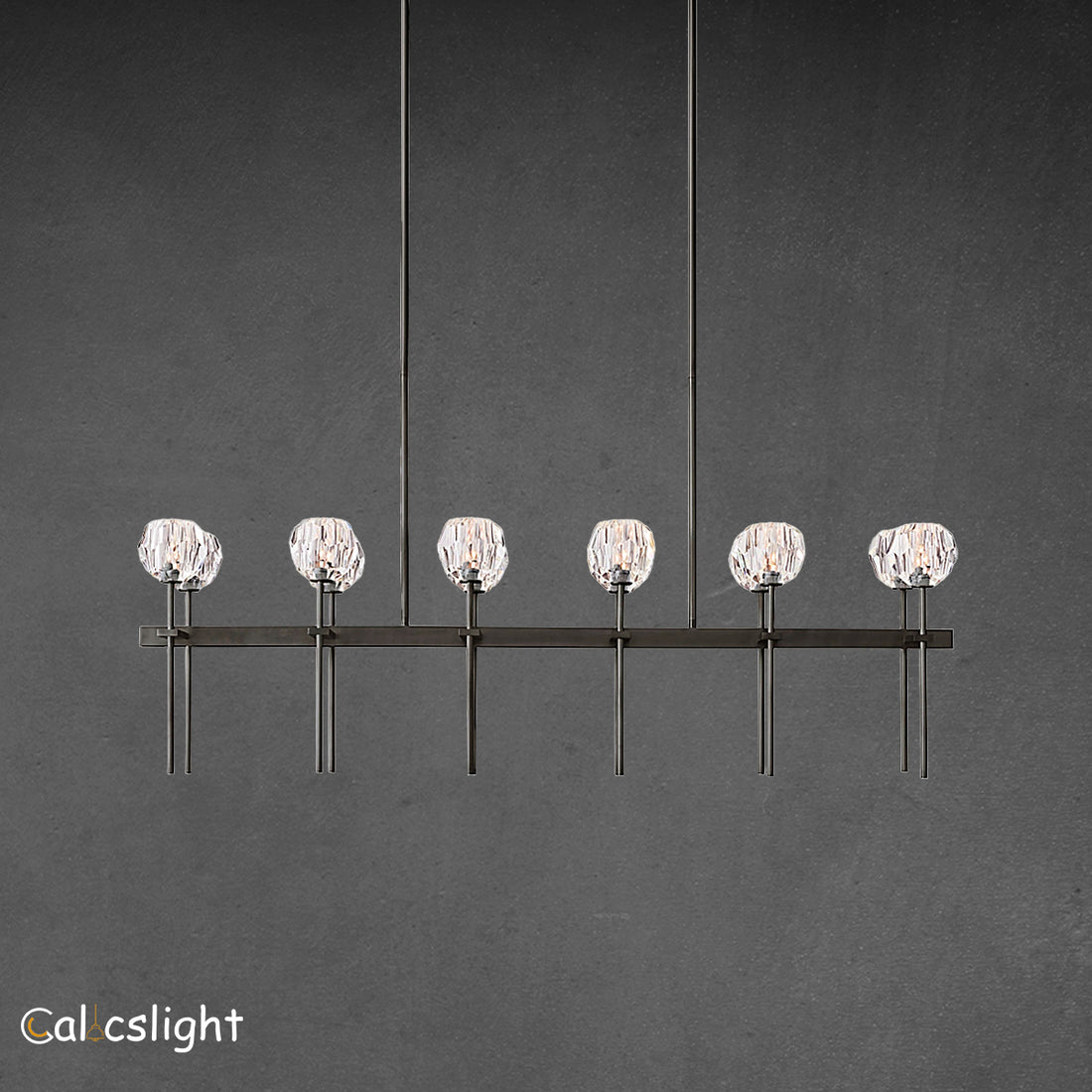 Bille De Crystal Ball Double Linear Chandelier 60"