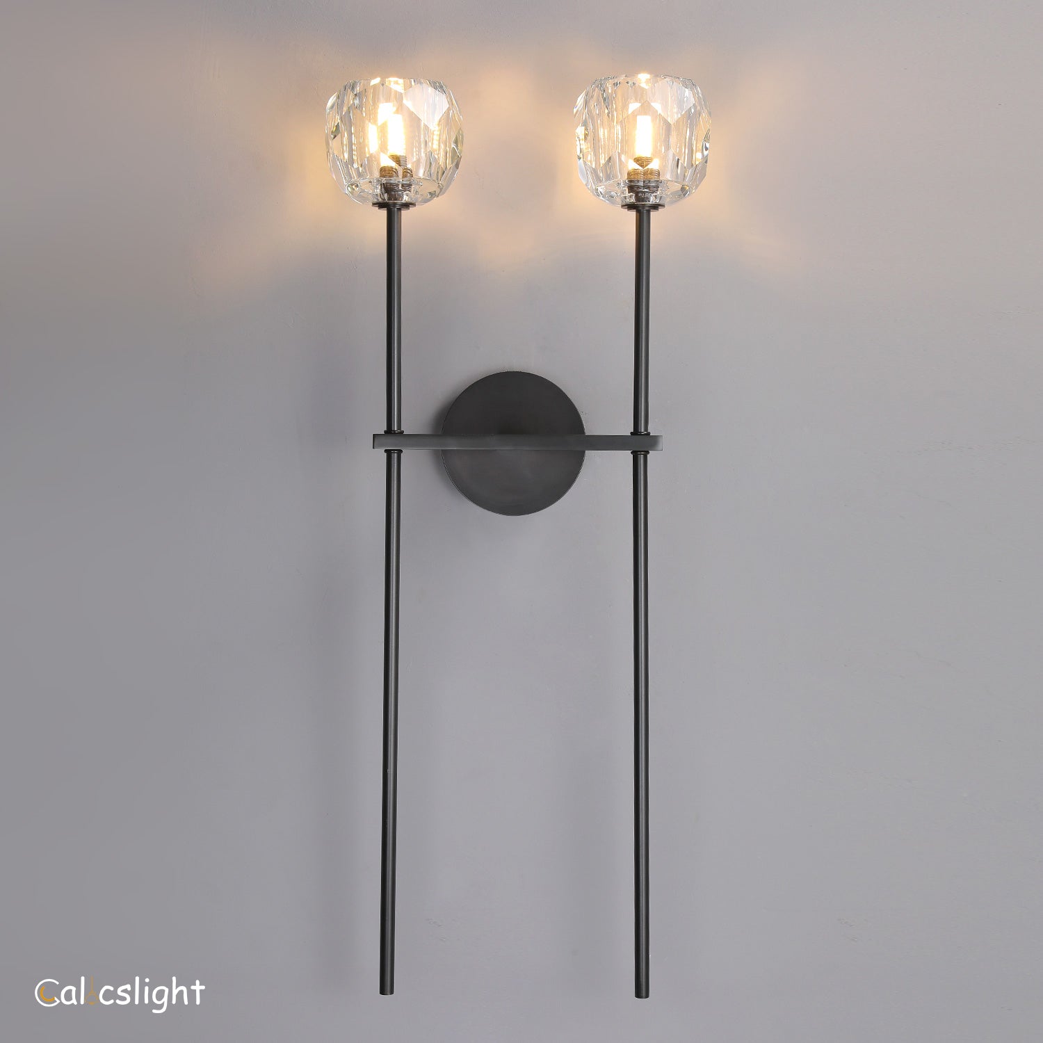 Bille De Clear Crystal Double Ball Wall Sconce 28"H