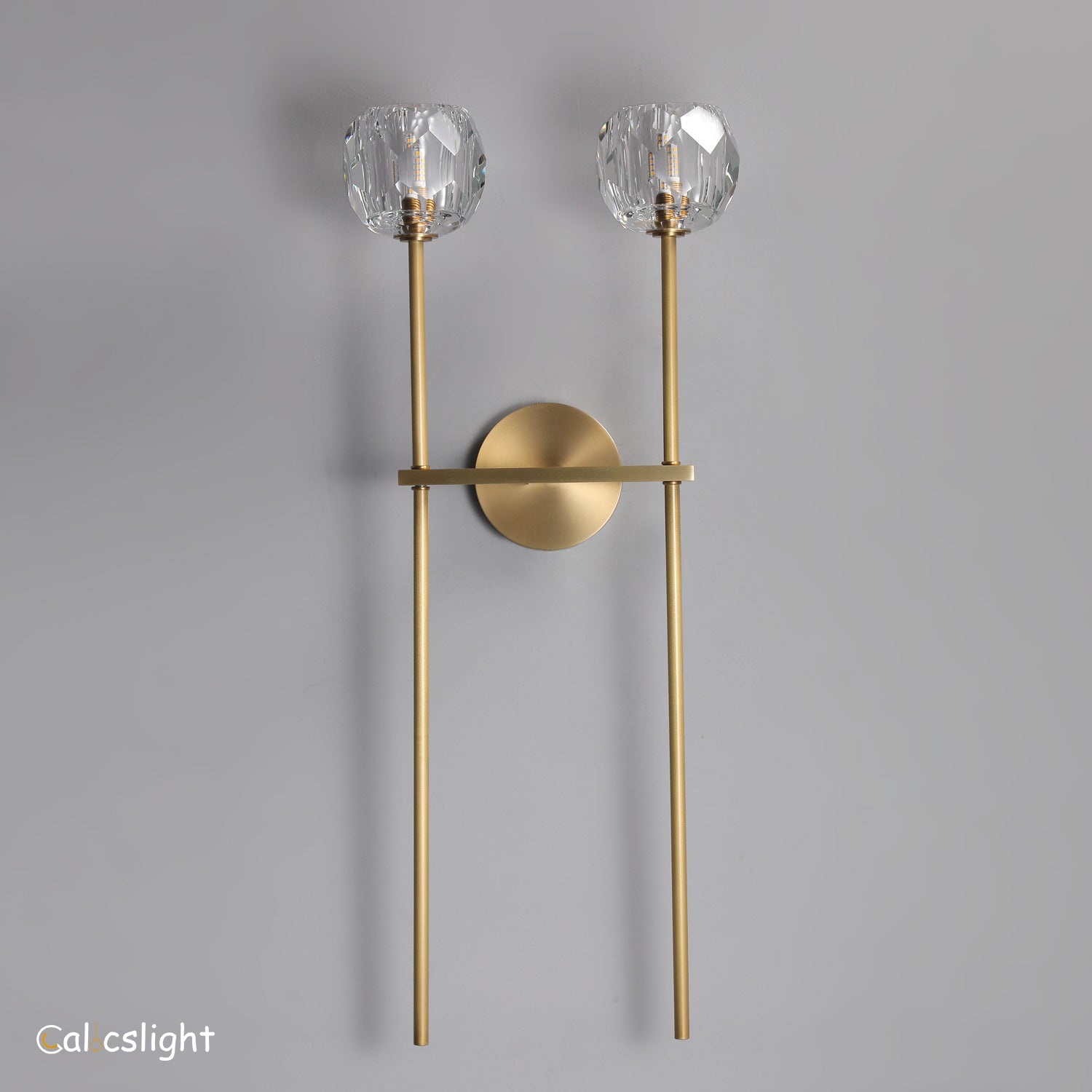 Bille De Clear Crystal Double Ball Wall Sconce 28"H