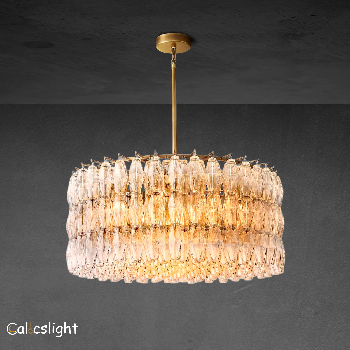 Chavelle Glass Tiered Round Chandelier D 37"
