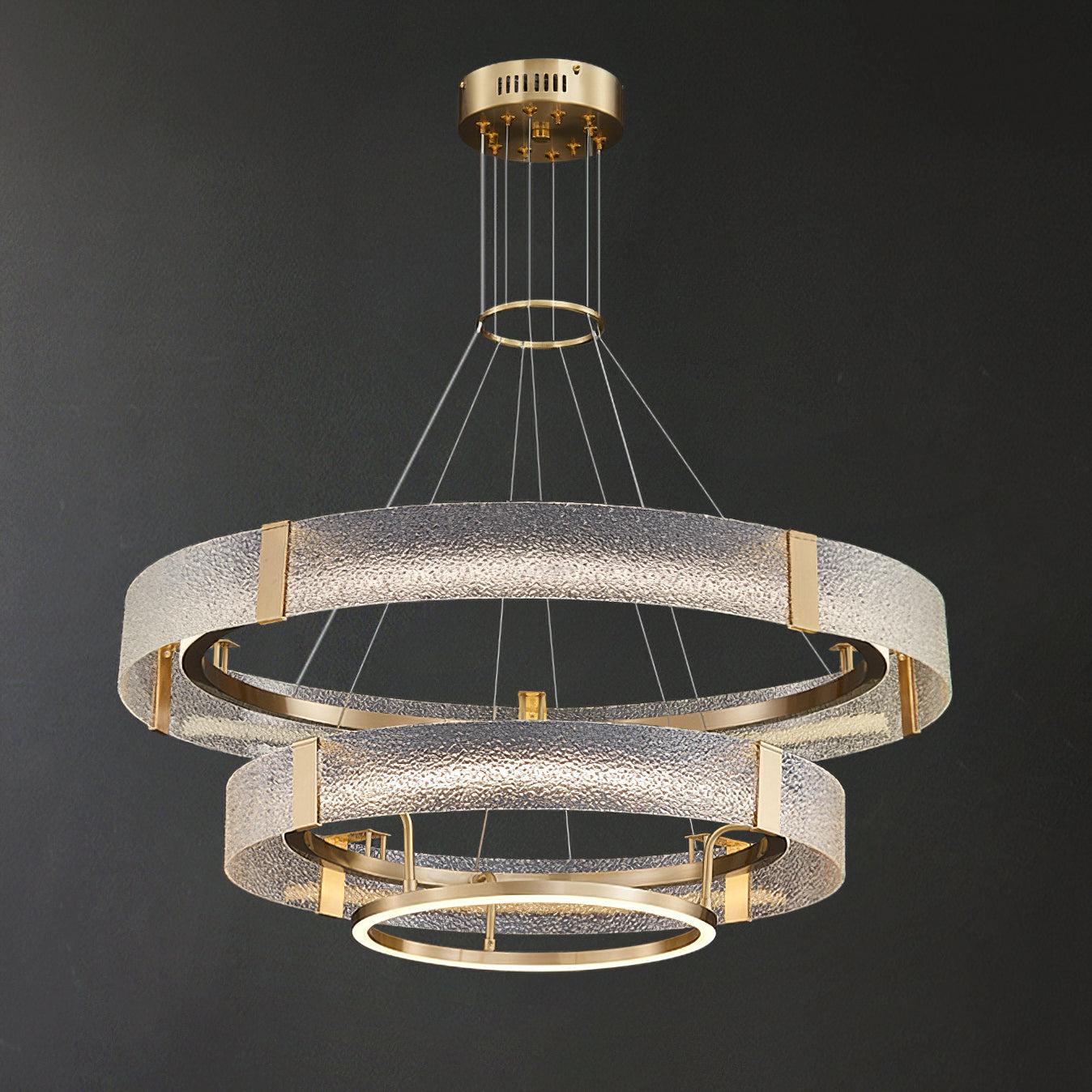 Ripple Glass Chandelier with 1/2/3 Tier - ring-1-Luxehomezone