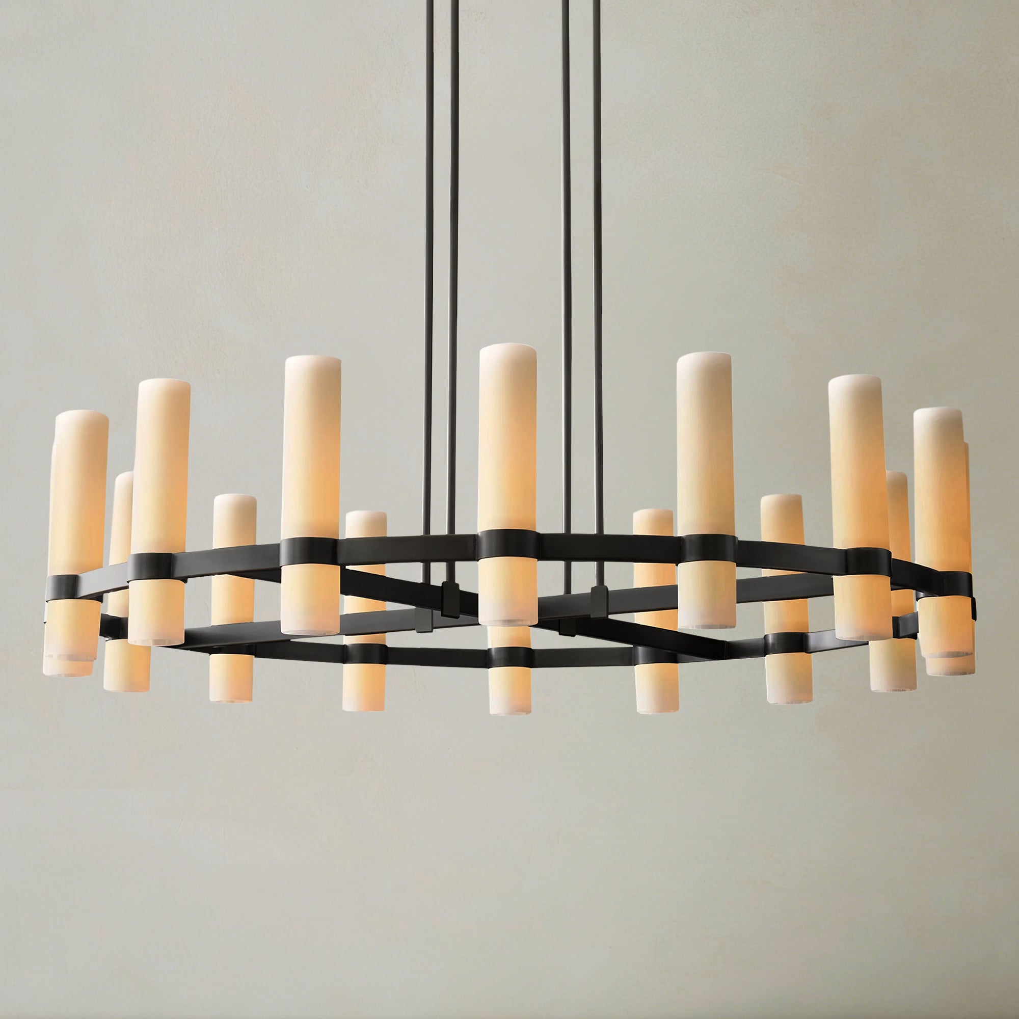 Ravelle Milk Glass Round Chandelier 48"