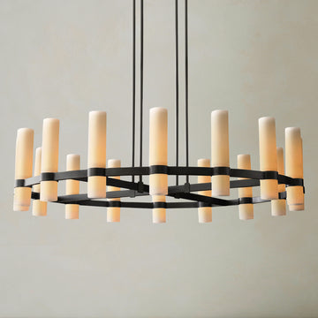 Ravelle Milk Glass Round Chandelier 48"