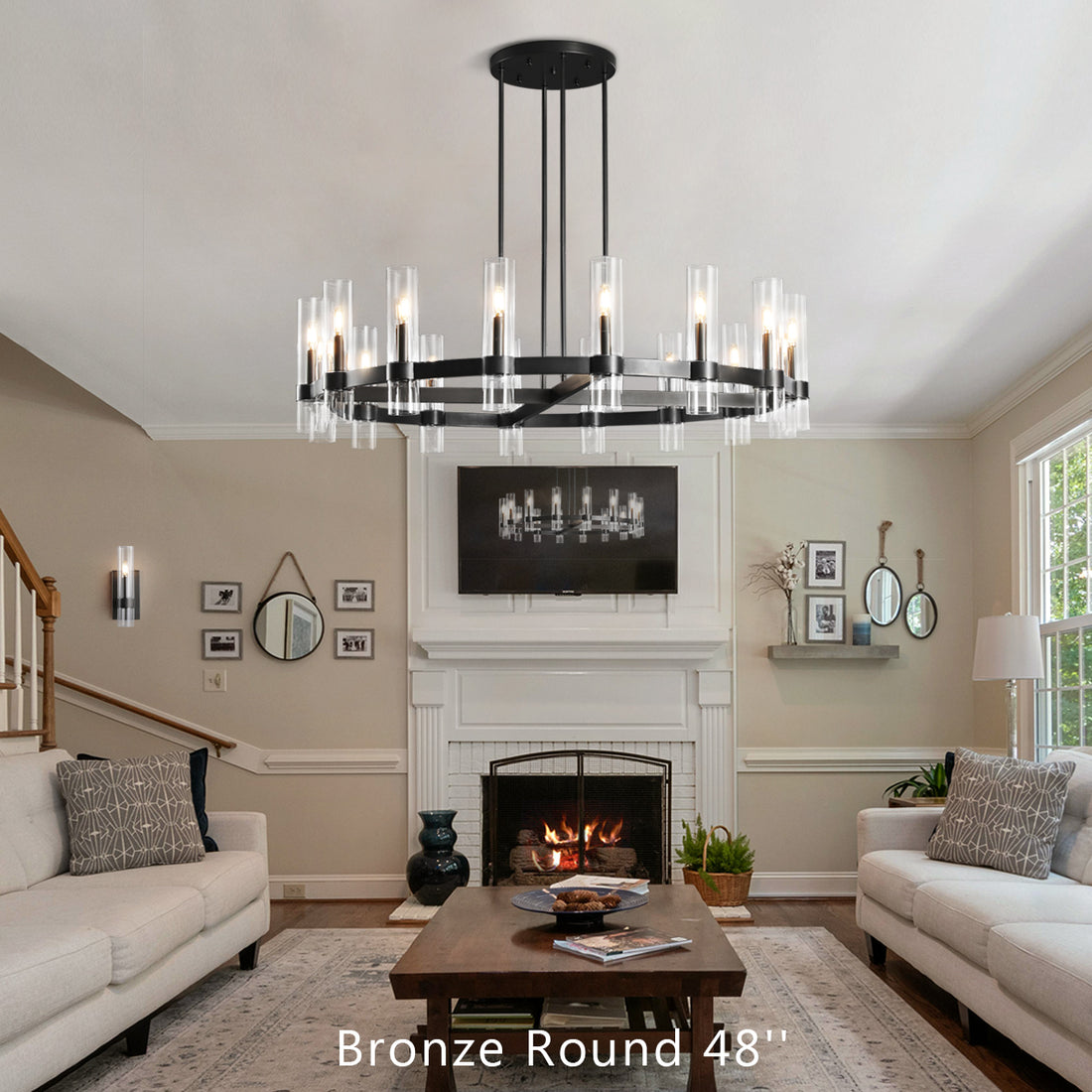 Ravelle Glass Round Chandelier 48"