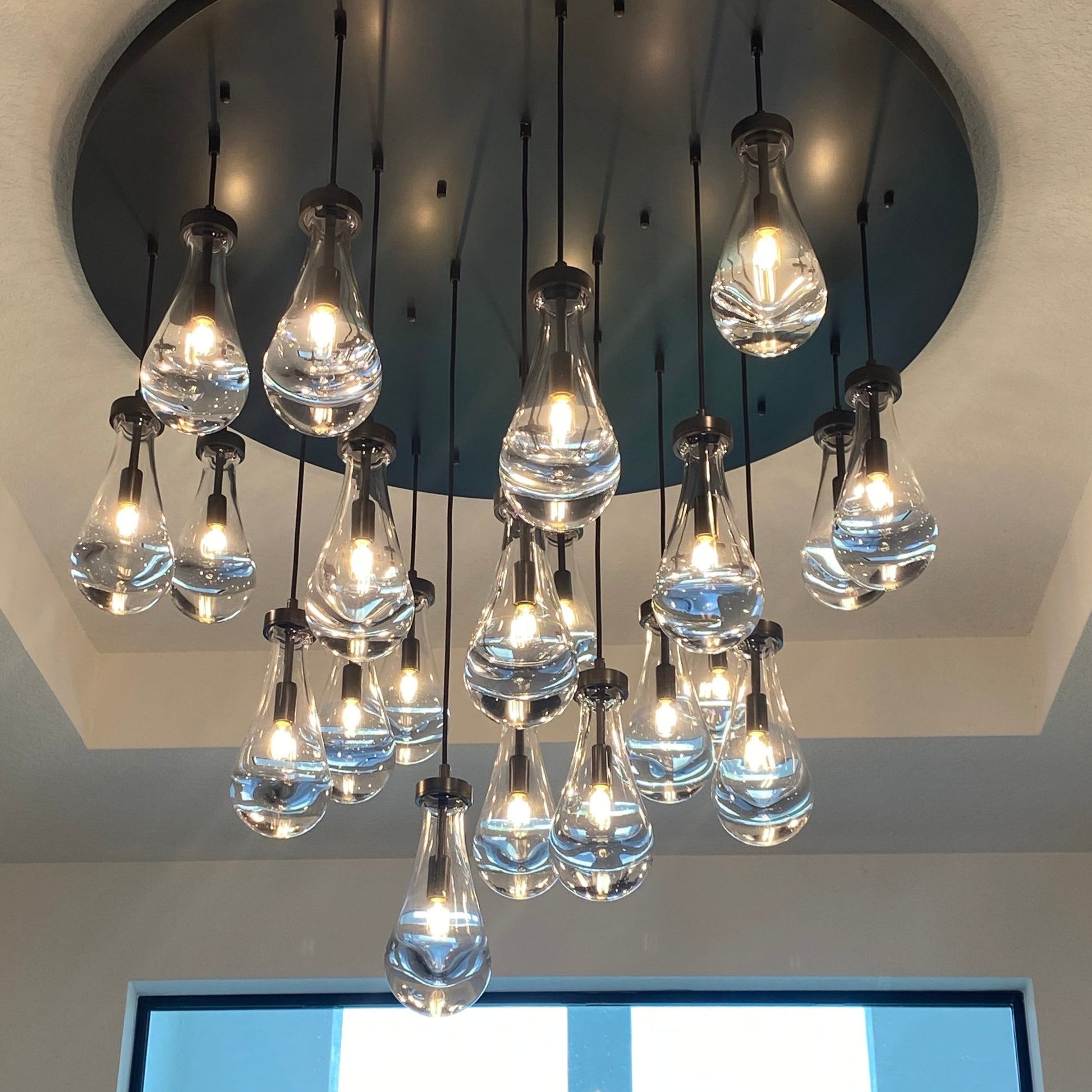 Raindrop Glass Round Chandelier 36"