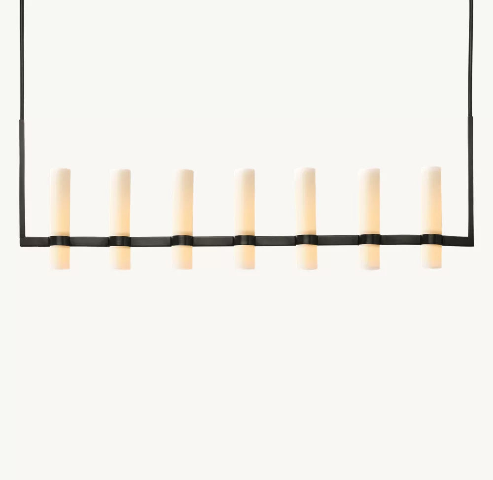 Ravelle Milk Glass Linear Chandelier 59"