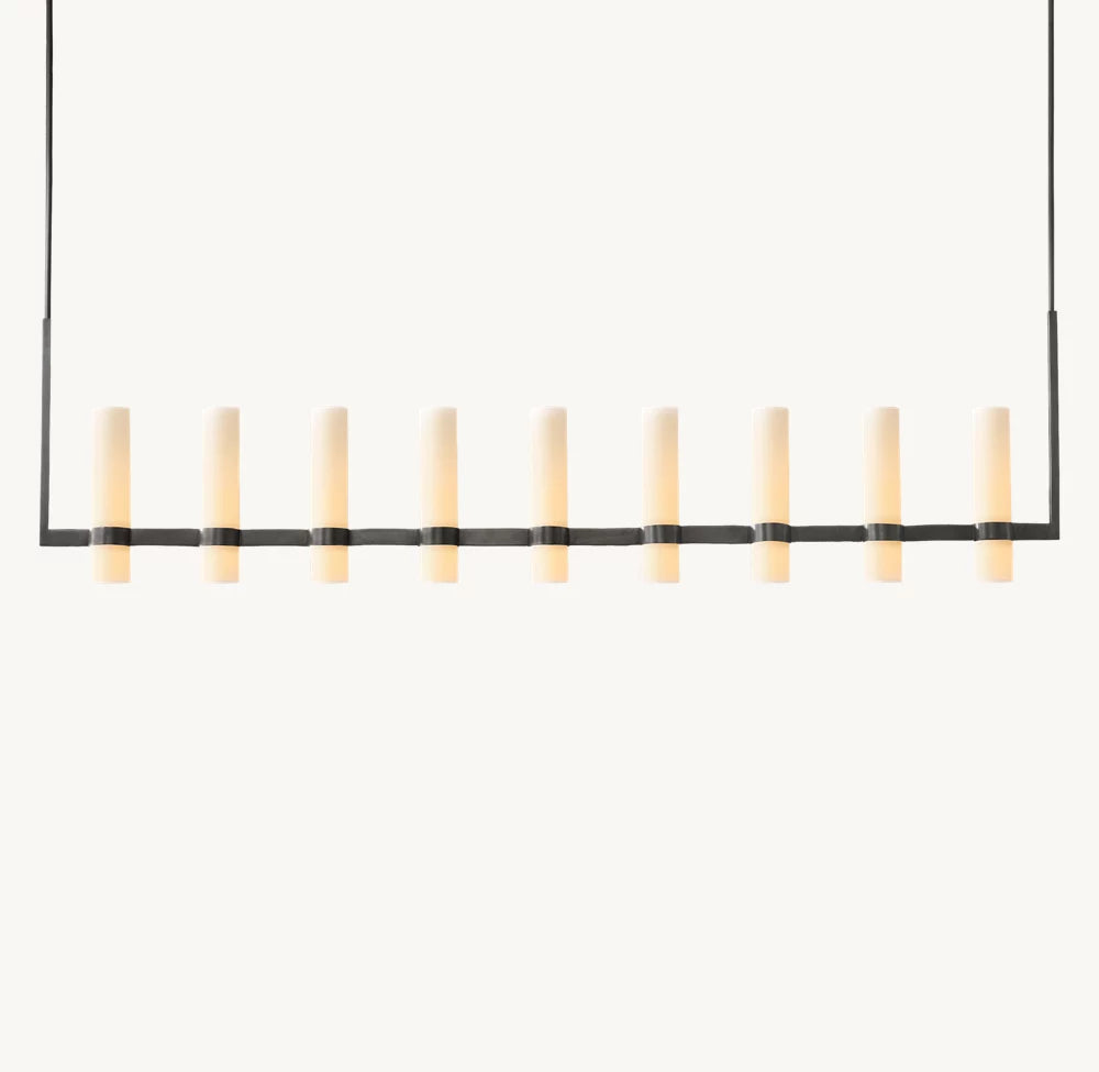 Ravelle Milk Glass Linear Chandelier 71"
