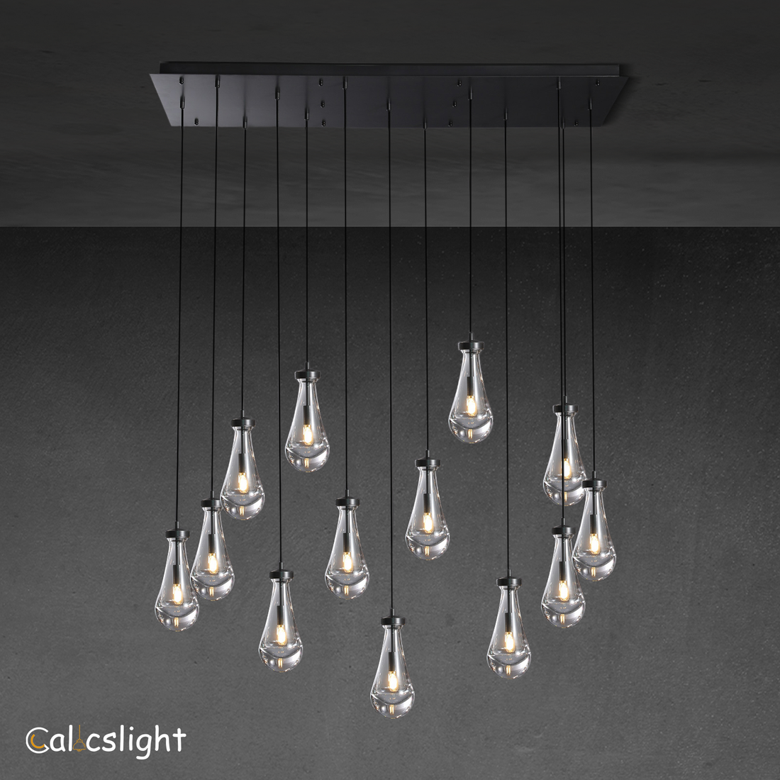 Raindrop  Glass Linear Chandelier 54"