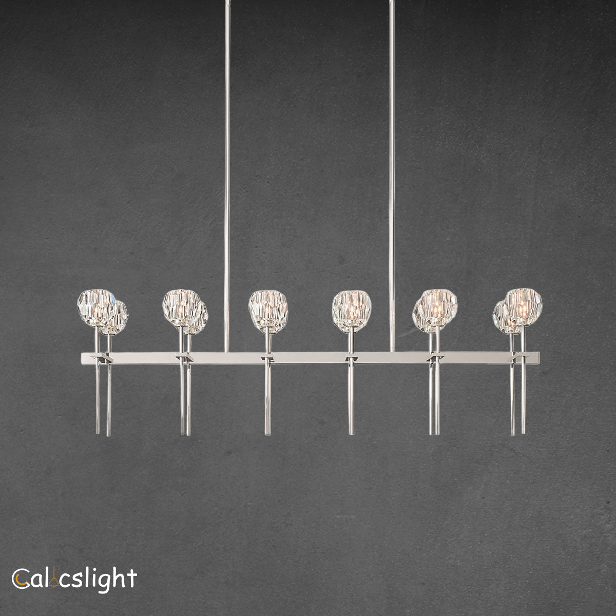 Boule De Cristal Clear Glass Double Linear Chandelier 60"