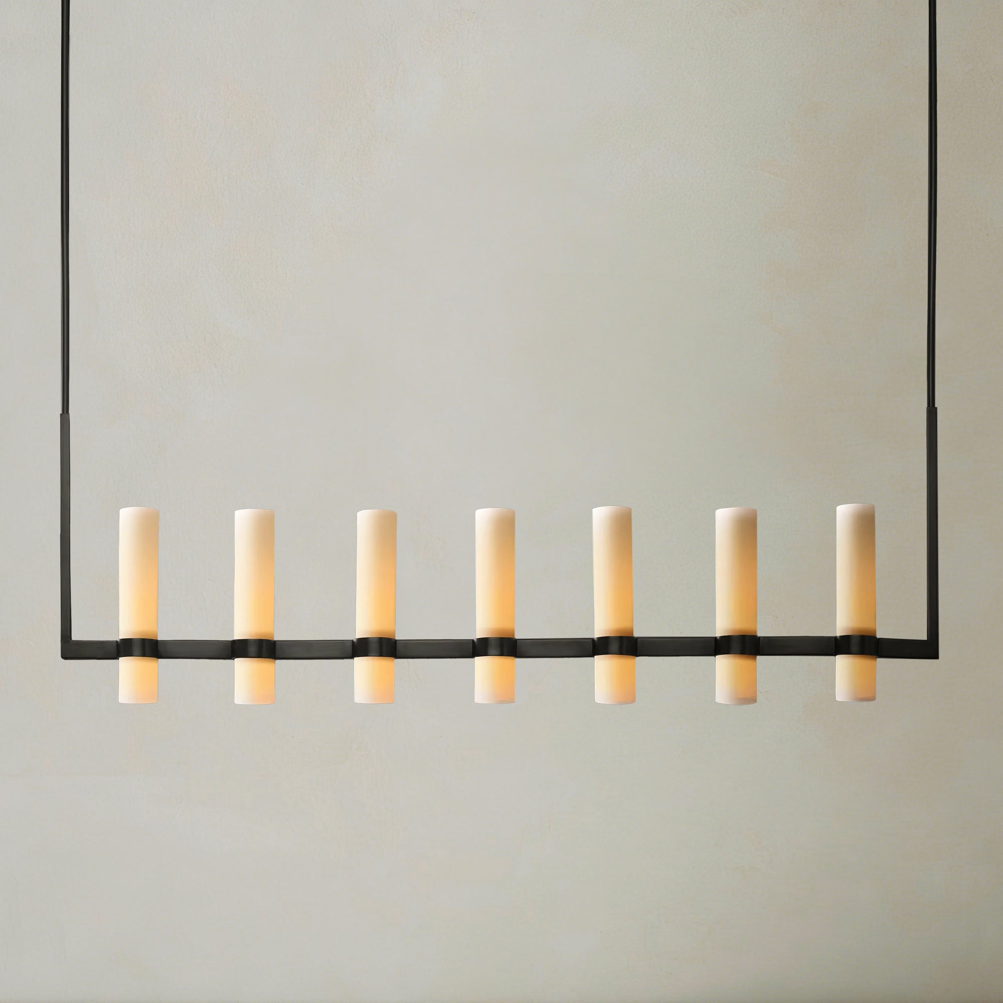 Ravelle Milk Glass Linear Chandelier 59"