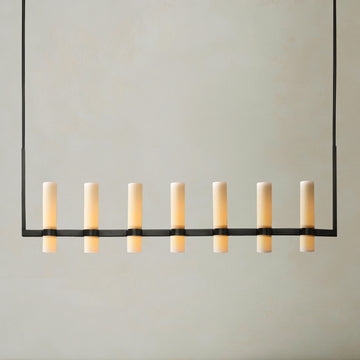 Ravelle Milk Glass Linear Chandelier 59"