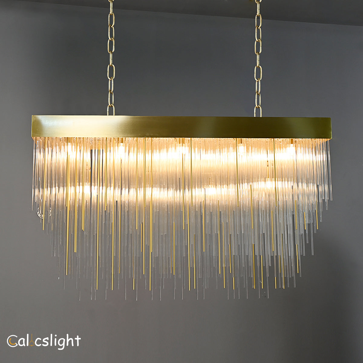 Caslinne Glass Rectangular Chandelier 54"