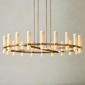 Ravelle Milk Glass Round Chandelier 60"