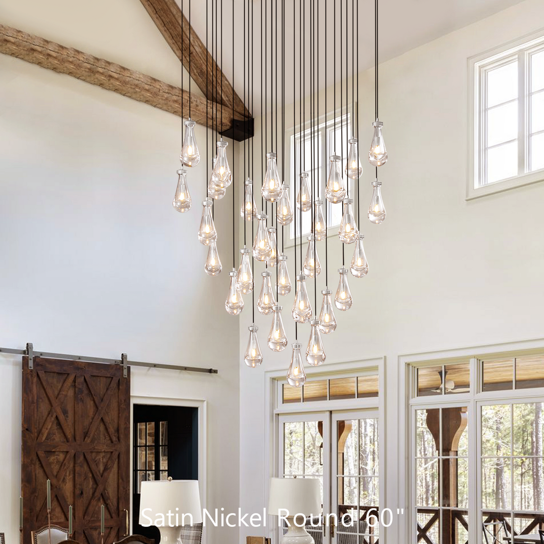 Raindrop Glass Round Chandelier 60"