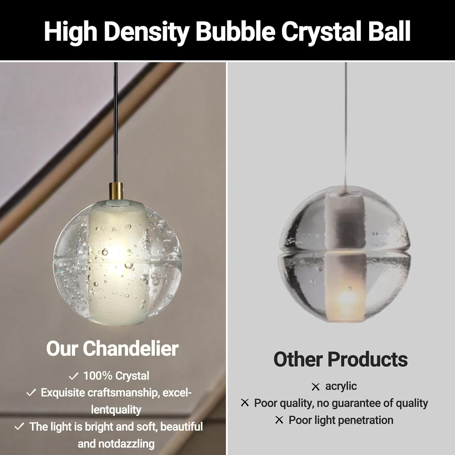 Large LED Pendant Chandeliers with Crystal Bubble Ball - Fast Delivery-1-Luxehomezone