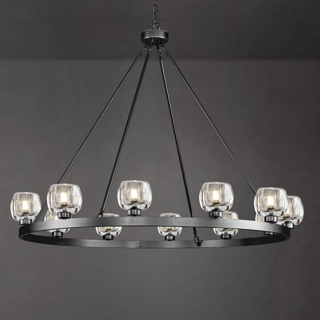 Modern Crystal Farmhouse Wagon Wheel Chandeliers for Dining Room