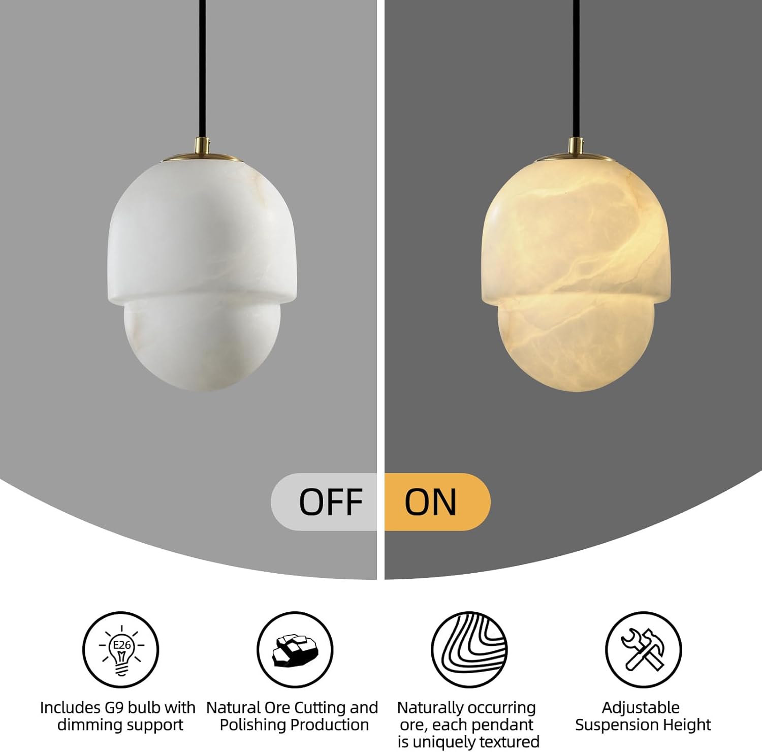 Alabaster Pendant Lights Kitchen Island - Fast Delivery-1-Luxehomezone