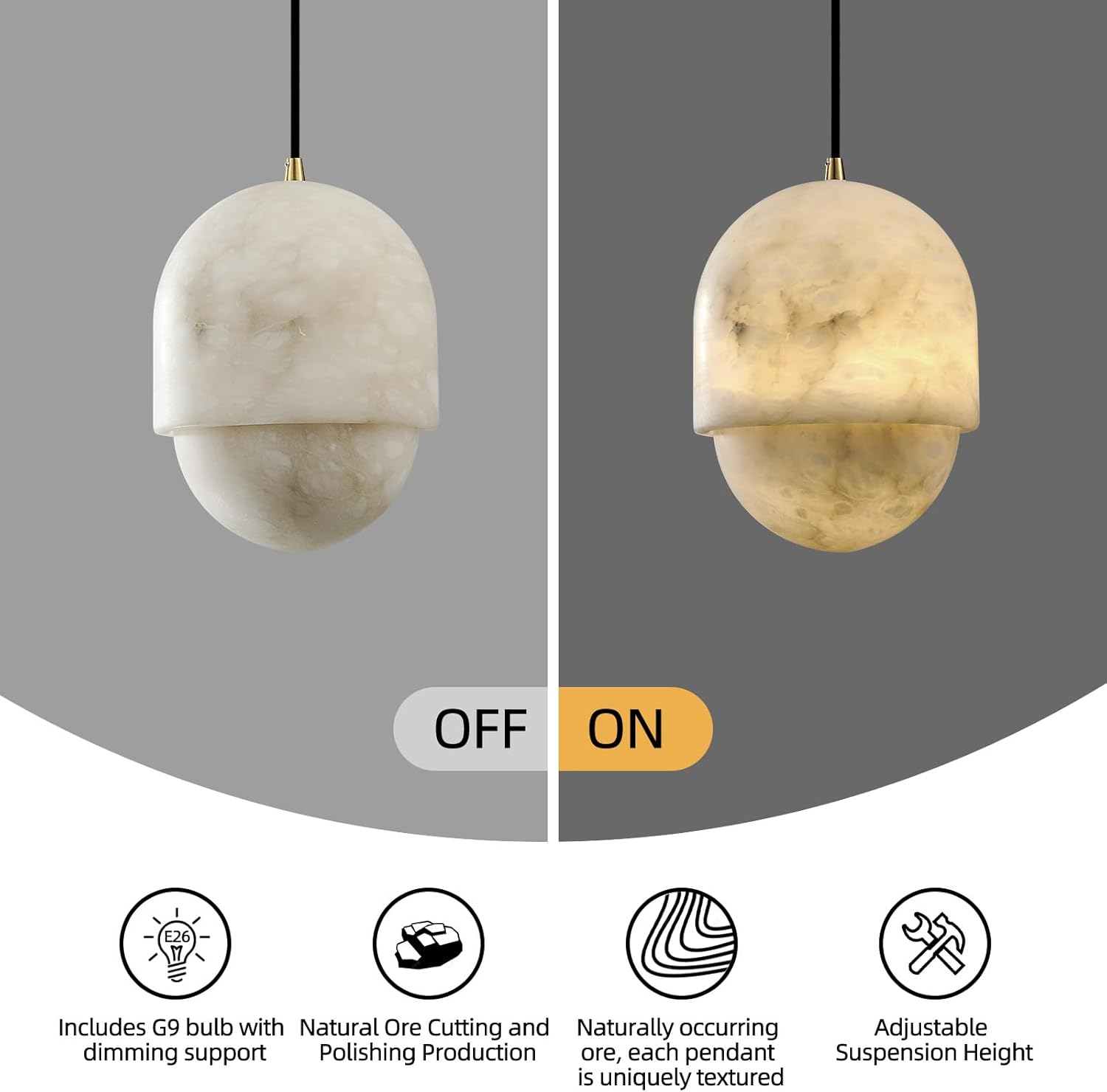 Alabaster Pendant Lights Kitchen Island - Fast Delivery-1-Luxehomezone