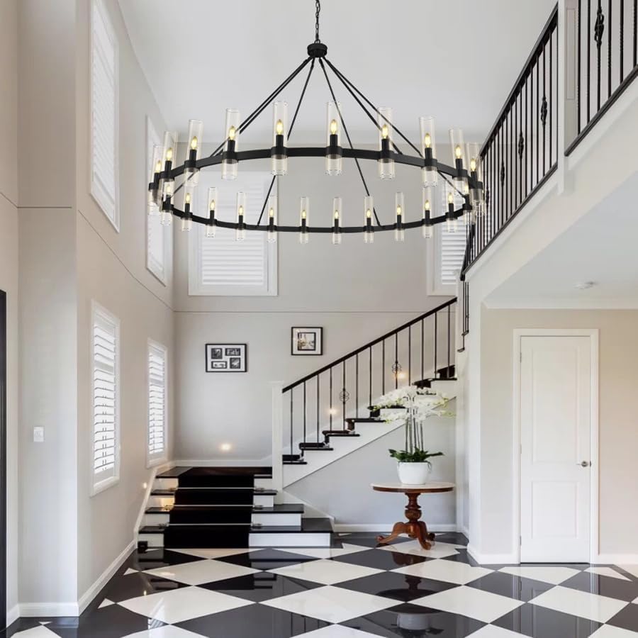 Farmhouse Wagon Wheel Chandelier 60" 70" - Fast Delivery-1-Luxehomezone