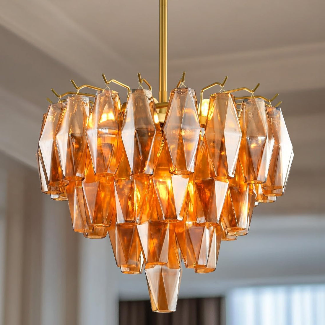 Modern Evelyn Glass Round Chandelier 17"