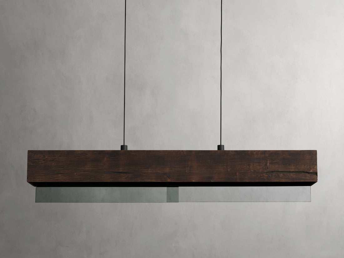 Lena Linear Wood Glass Chandelier 47'' 62" 72"L